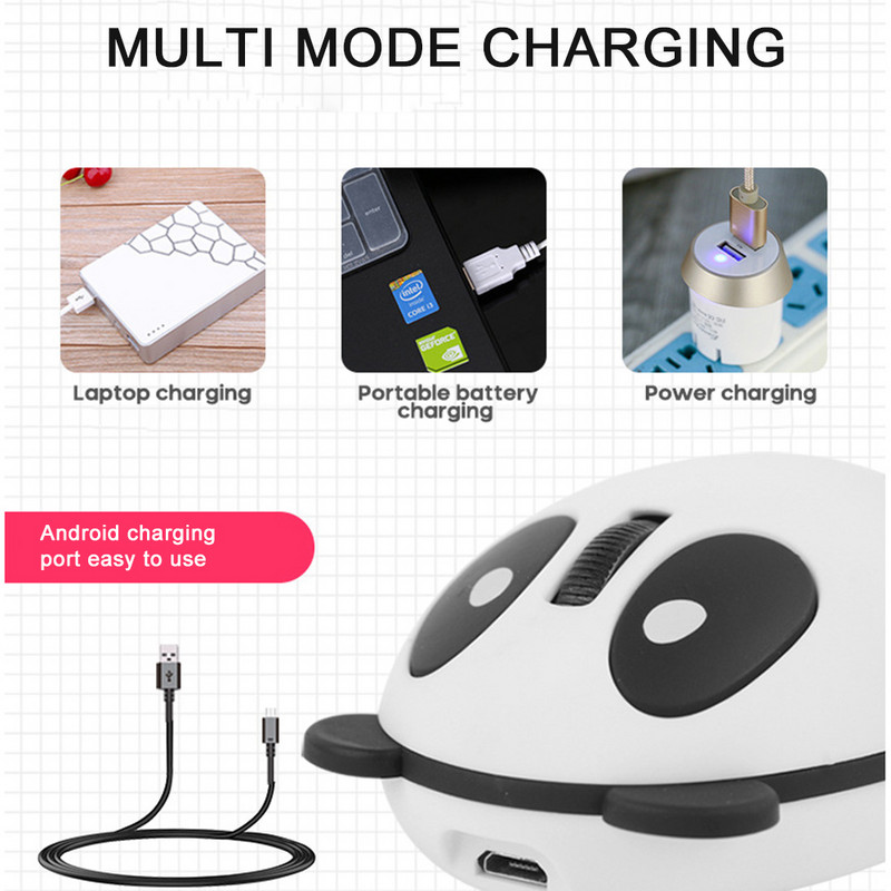 Tihi 2.4GHz bežični optički Panda računalni miš prikladan za Win Mac Linux Andriod IOS Macbook PC prijenosno računalo