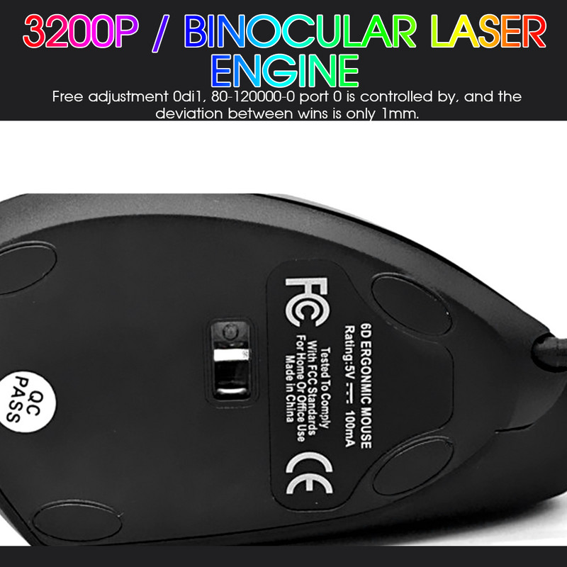Mouse vertical ergonomic Travor Mufă USB cu fir Mouse pentru jocuri pentru computer 5V100mA 3200DPI Mouse Mouse pentru jocuri pentru laptop, PC, biroul de acasă
