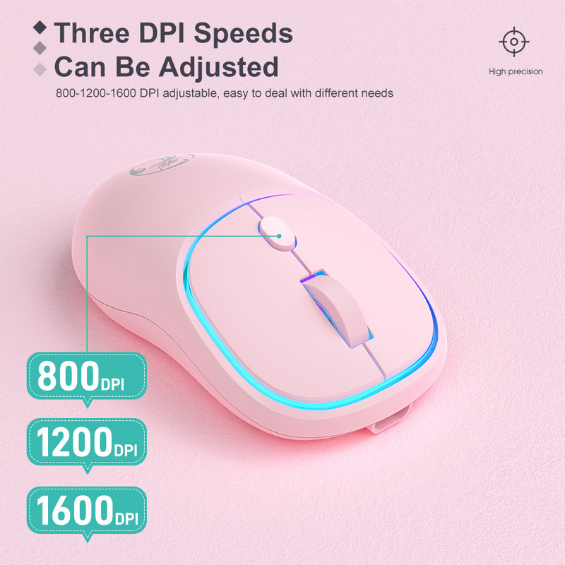 iMice Punjivi bežični miš Tiho računalo LED Mini 1600 DPI Ergonomska gaming Mause Optički USB za prijenosno računalo