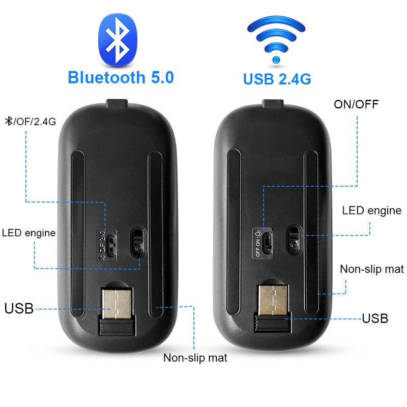 Bežični miš Bluetooth-kompatibilni miš Gaming PC Punjivi tihi bežični miš Razer For Pad Računalo Laptop Gamer