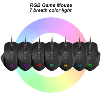 Anmck USB Ενσύρματο ποντίκι παιχνιδιών Εργονομικό 3200DPI Ρυθμιζόμενο 6D LED Οπτικά Επαγγελματικά Ποντίκια Υπολογιστή για Παιχνίδι ποντικιών φορητού υπολογιστή
