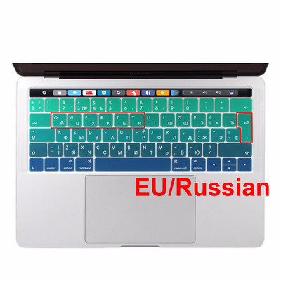 EU US Εισάγετε Αραβικά Ρωσικά Γαλλικά Αγγλικά για MacBook Pro 13 15 Touch Bar 2019 Αυτοκόλλητο κάλυμμα πληκτρολογίου σιλικόνης A2159 A1989 A1707