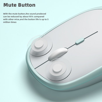 Безжична Bluetooth мишка за MacBook PC, iPad, акумулаторна, два режима, Bluetooth 2.4G USB мишка, 3 регулируеми DPI за таблет, лаптоп