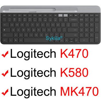 Капак на клавиатурата MK470 за Logitech MK470 K470 K580 Комплект с кабел Силиконов протектор Skin Case Film English Цветни черни аксесоари