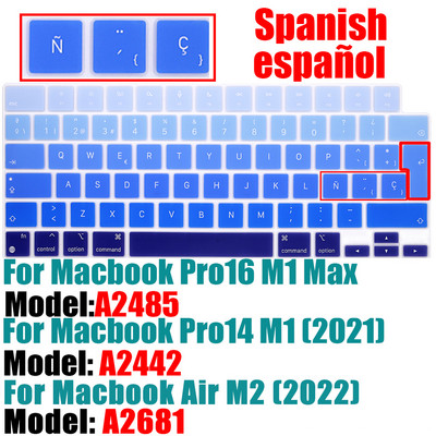 španjolska Za Macbook Air M2 A2681 poklopac tipkovnice Otporan na prašinu vodootporan silikonski poklopac za prijenosno računalo Pro14 A2442 A2485 Macbook procjene