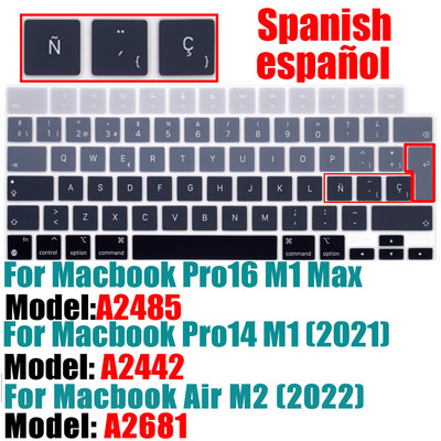 španjolska Za Macbook Air M2 A2681 poklopac tipkovnice Otporan na prašinu vodootporan silikonski poklopac za prijenosno računalo Pro14 A2442 A2485 Macbook procjene