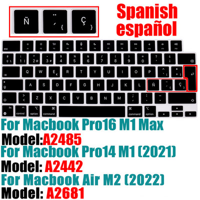 španjolska Za Macbook Air M2 A2681 poklopac tipkovnice Otporan na prašinu vodootporan silikonski poklopac za prijenosno računalo Pro14 A2442 A2485 Macbook procjene