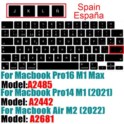 španjolska Za Macbook Air M2 A2681 poklopac tipkovnice Otporan na prašinu vodootporan silikonski poklopac za prijenosno računalo Pro14 A2442 A2485 Macbook procjene
