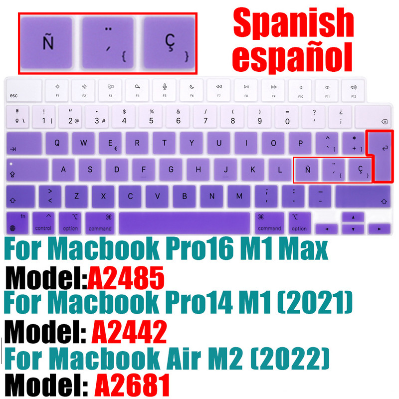 španjolska Za Macbook Air M2 A2681 poklopac tipkovnice Otporan na prašinu vodootporan silikonski poklopac za prijenosno računalo Pro14 A2442 A2485 Macbook procjene