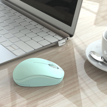 Seenda 2.4G USB безжична мишка с USB приемник Преносима мини тънка ментово зелена мишка за компютър Компютър Таблет Лаптоп