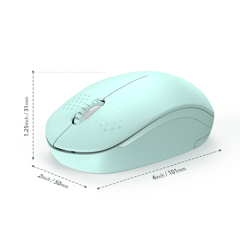 Mouse fără fir USB Seenda 2.4G cu receptor USB, portabil, verde mentă, Mini Slim Mause pentru PC, computer, tabletă, laptop