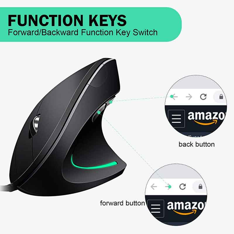 Ergonomski vertikalni miš za igranje RGB svjetlo Računalni optički miševi 3200DPI USB žičani zdravi zglob 6D Mause Gamer za PC prijenosno računalo