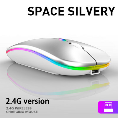 Računalni igrač Bežični Bluetooth RGB LED pozadinsko osvjetljenje Tihi miš Za MacBook Tablet Računalo Laptop PC Miševi Slim Quiet 2.4G