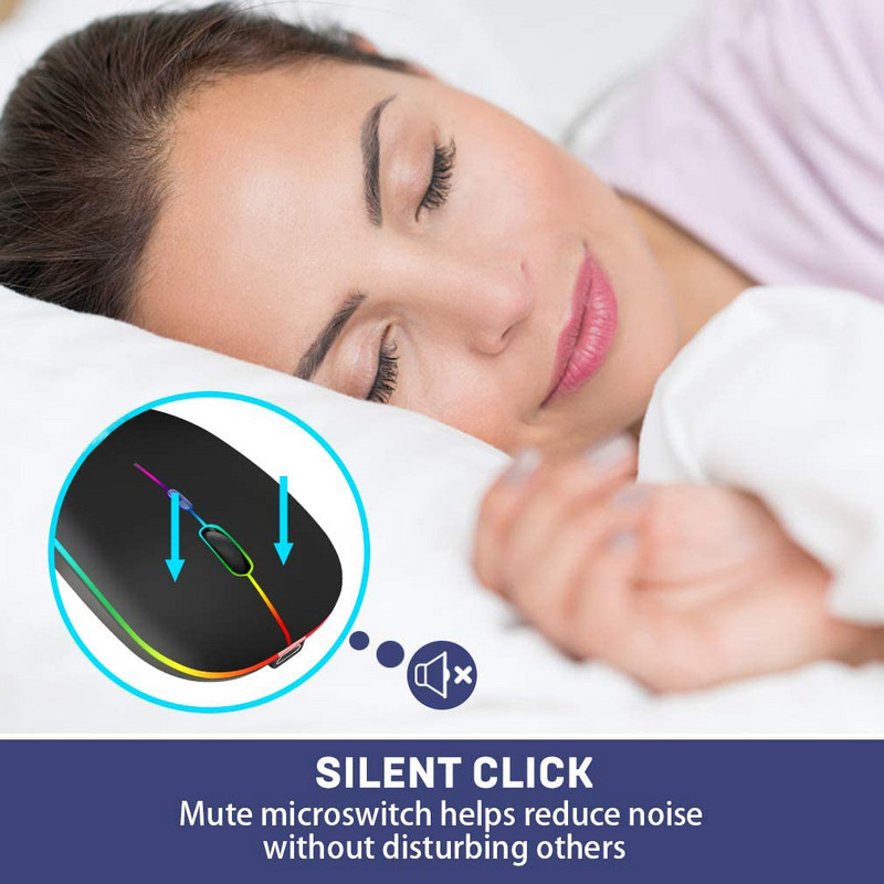 Računalni igrač Bežični Bluetooth RGB LED pozadinsko osvjetljenje Tihi miš Za MacBook Tablet Računalo Laptop PC Miševi Slim Quiet 2.4G