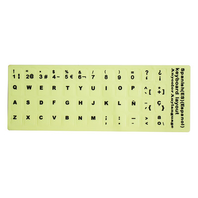 Fluorescenciniai klaviatūros lipdukai rusų ispanų prancūzų arabų anglų kalbos raidžių išdėstymas šviečiantis lipdukas nešiojamam kompiuteriui