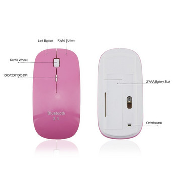 Ασύρματο ποντίκι Bluetooth Optical Ultra Thin Slim 3D Computer Mause Small Pink Ergonomic BT 3.0 Mouse for PC Laptop Notebook Girl