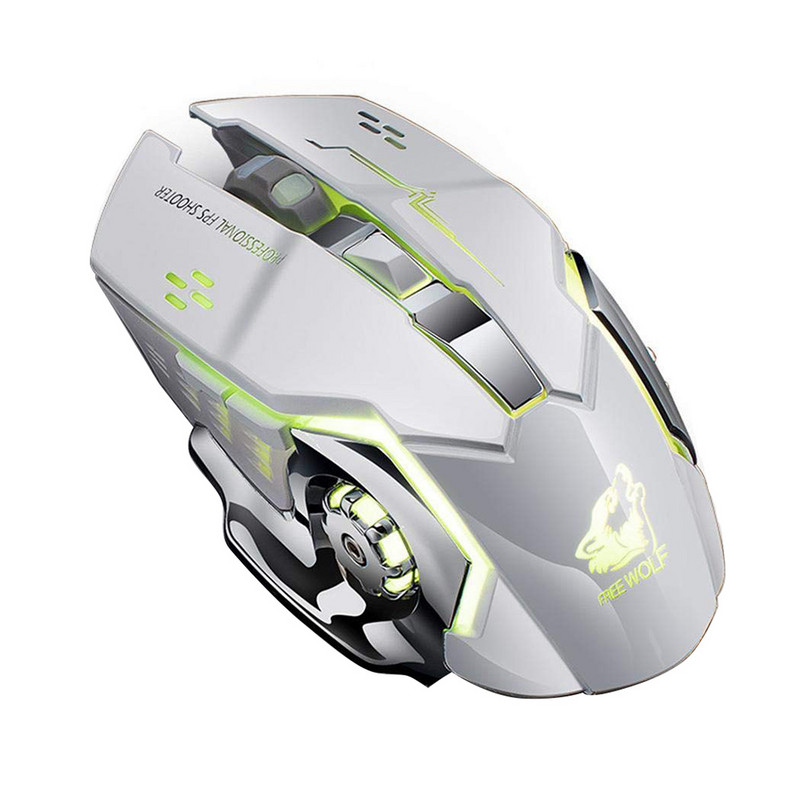 GUIGSI LED svjetlo, podesivi DPI 2,4 GHz, 6 tipki, prijenosno računalo, bežični miš za igrice