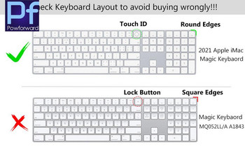за Apple Magic Keyboard Touch ID и Numeric A2520 (за 2022 Mac Studio & 2021 Apple iMac 24 инча M1 Chip) Кожа на капака на клавиатурата