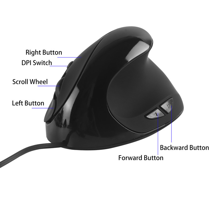 Káblová vertikálna myš pre hráčov, optická nabíjateľná ergonomická myš, tiché herné myši pre počítače so systémom Windows, Mac, tablety, notebooky, kancelárie