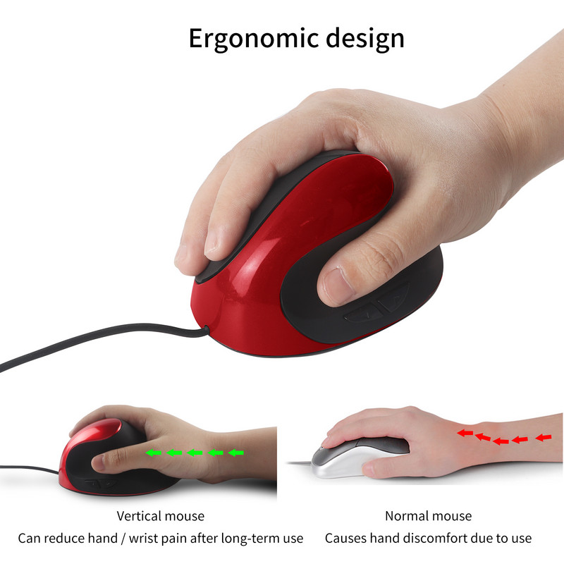 Káblová vertikálna myš pre hráčov, optická nabíjateľná ergonomická myš, tiché herné myši pre počítače so systémom Windows, Mac, tablety, notebooky, kancelárie