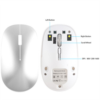 5.0 Bluetooth безжична мишка, акумулаторна, ергономична, безшумна, USB оптична офис мишка за компютър, лаптоп, таблет, компютър Xiaomi