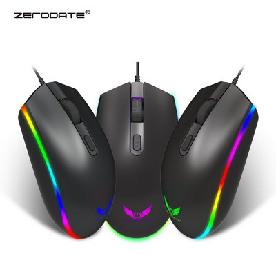 ZERODATE S900 RGB háttérvilágítású USB vezetékes játék egér, állítható 1600 DPI színes háttérvilágítású asztali laptop egér otthoni irodába