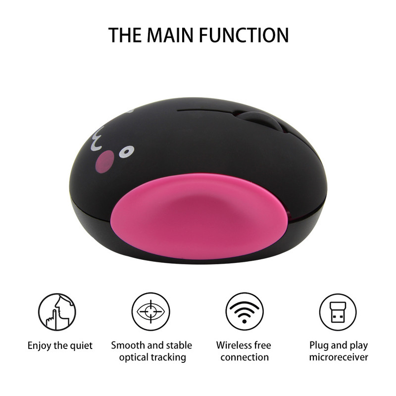 Mouse fără fir drăguț, reîncărcabil, 3D, desene animate, jucător tăcut, ergonomic Mause Kawaii, șoareci optici USB pentru PC, laptop, copii, cadou pentru copii