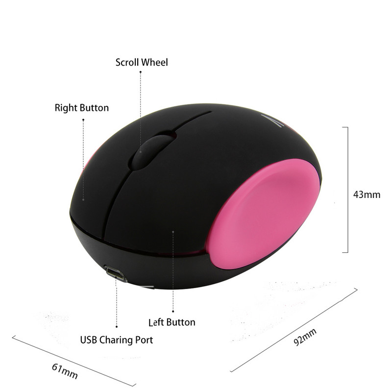Mouse fără fir drăguț, reîncărcabil, 3D, desene animate, jucător tăcut, ergonomic Mause Kawaii, șoareci optici USB pentru PC, laptop, copii, cadou pentru copii
