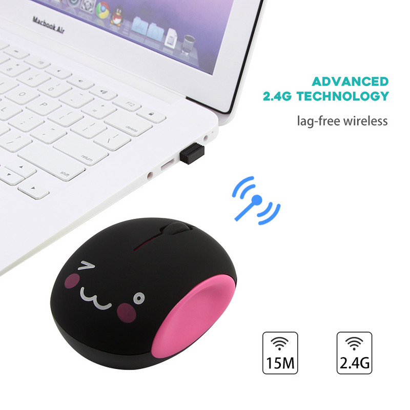 Mouse fără fir drăguț, reîncărcabil, 3D, desene animate, jucător tăcut, ergonomic Mause Kawaii, șoareci optici USB pentru PC, laptop, copii, cadou pentru copii