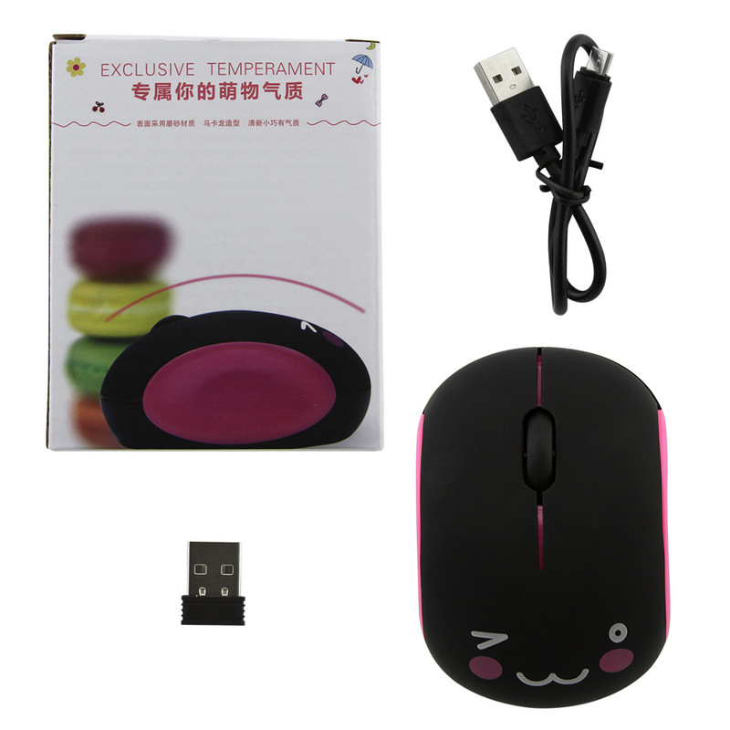Mouse fără fir drăguț, reîncărcabil, 3D, desene animate, jucător tăcut, ergonomic Mause Kawaii, șoareci optici USB pentru PC, laptop, copii, cadou pentru copii