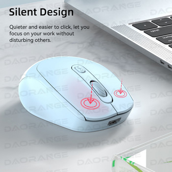 Безшумна безжична мишка за Macbook Bluetooth-съвместима акумулаторна мишка за компютър, лаптоп, таблет, работеща игрална мишка