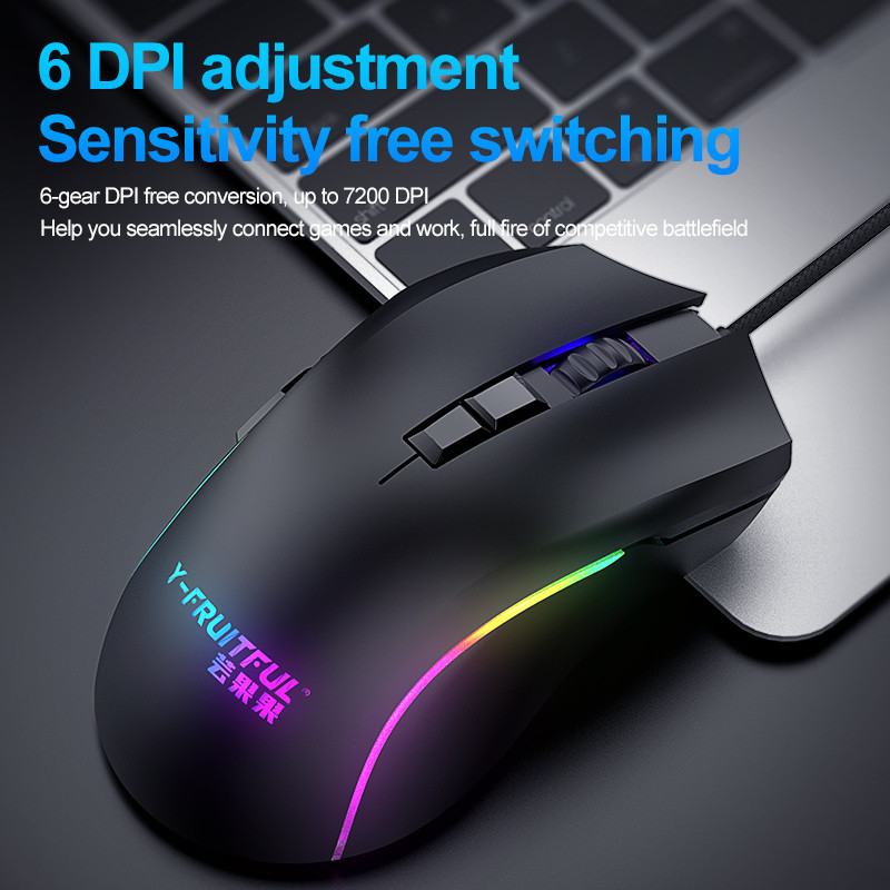 Ergonomski USB žičani miš za igranje 7200 DPI optički miš za igrice sa 7 tipki s RGB pozadinskim osvjetljenjem Miševi za igre Računalna mačka za prijenosna računala