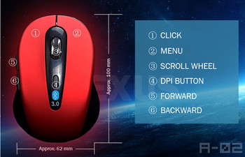 Преносима мини безжична мишка Bluetooth 3.0 оптична мишка 1600DPI компютърна мишка висококачествена бизнес мишка за лаптоп компютър