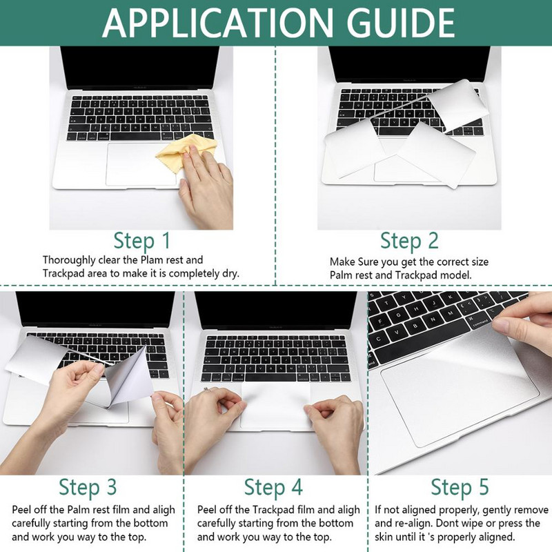 Batianda za MacBook Pro Retina 13 15 16 Touch Bar Air 13,3 inča Palms Guard Rest Cover with Trackpad Protector Naljepnica Srebrna