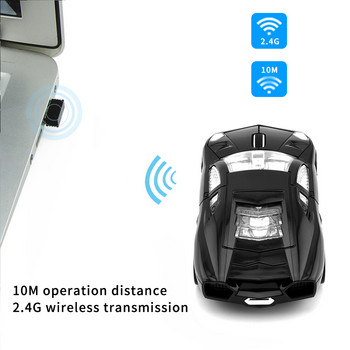 2.4G готин спортен автомобил Безжична мишка Оптична 1600 DPI геймърски компютърни мишки Ергономична 3D USB игрална мишка за лаптоп компютър таблет подарък