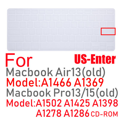 Poklopac tipkovnice EU US Ruski jezik Tipkovnica Skin za Macbook Air13 A1466 Pro13/15 A1502A1398 Silikonska folija za zaštitu tipkovnice