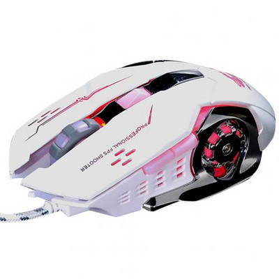 Számítógépes játék egér GUIGSI LED világítással állítható DPI 2,4 GHz 6 gombos PC laptop játék vezeték nélküli egér