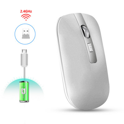 HXSJ újratölthető vezeték nélküli egér 4 gombos USB vevővel RGB Silent Mouse Ergonomikus egér háttérvilágítással laptop PC játékosokhoz