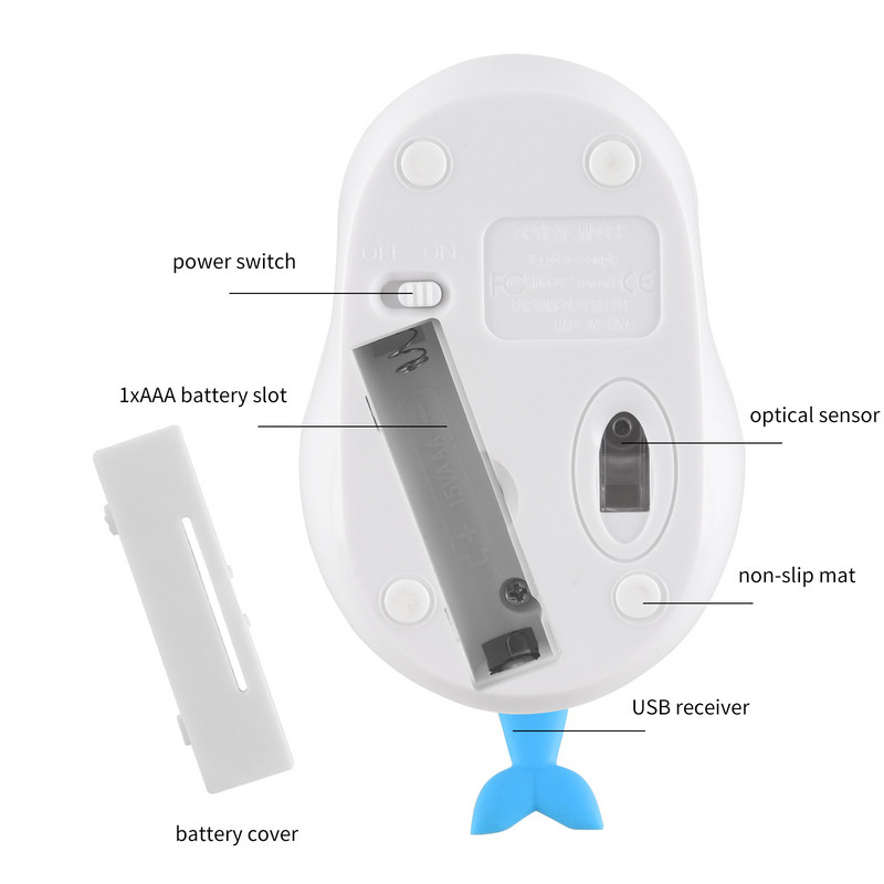 2.4 Ghz optički miš slatki crtani bežični miš 1200 DPI USB računalo Mause uredski mini ergonomski miševi za igranje za prijenosna računala