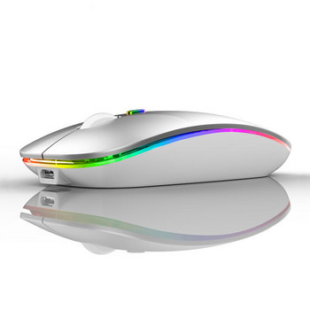 Висококачествена безжична мишка с LED подсветка 2.4G акумулаторна игрална мишка за преносим компютър Геймър Безшумна мишка Лаптоп USB зареждане