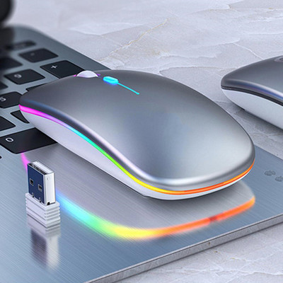 Kiváló minőségű vezeték nélküli egér LED-es háttérvilágítású 2,4G újratölthető játékegér notebook gamerekhez Silent Mouse laptop USB töltés