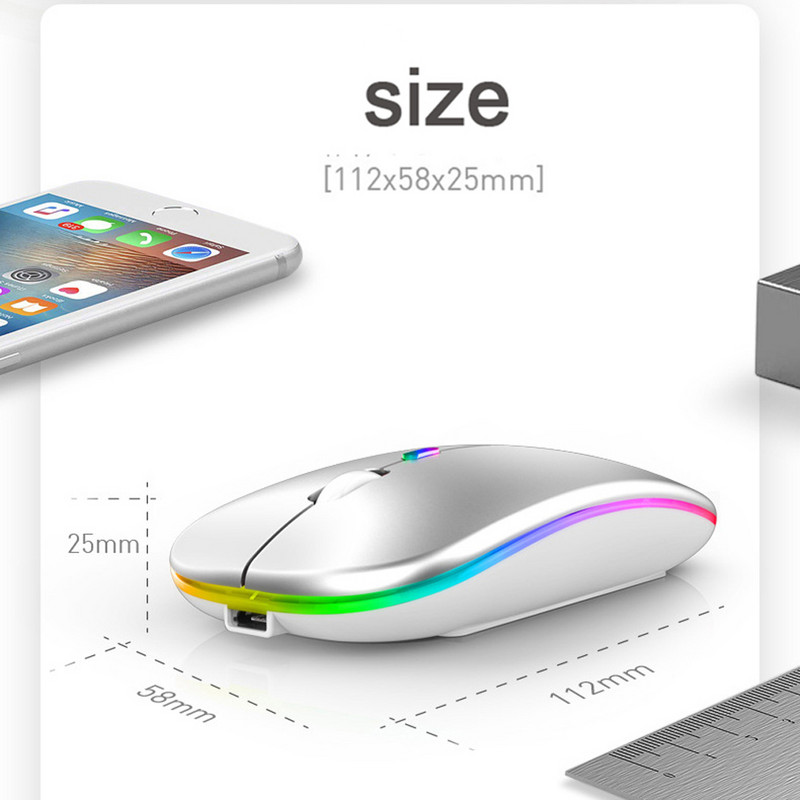 Visokokvalitetni bežični miš s LED pozadinskim osvjetljenjem 2.4G punjivi gaming miš za prijenosna računala igrače Tihi miš prijenosno računalo USB punjenje