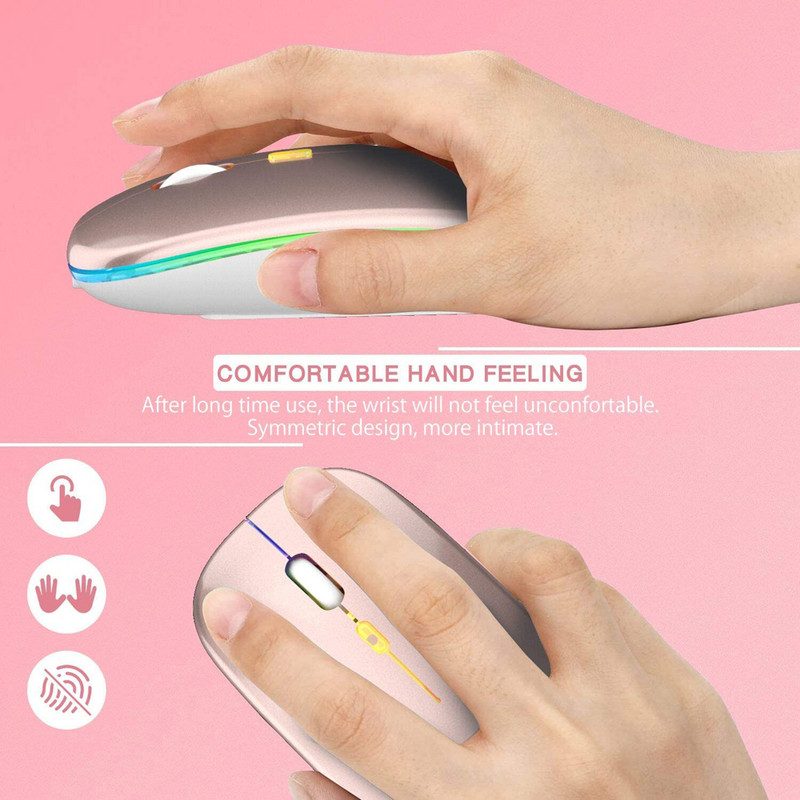 Visokokvalitetni bežični miš s LED pozadinskim osvjetljenjem 2.4G punjivi gaming miš za prijenosna računala igrače Tihi miš prijenosno računalo USB punjenje