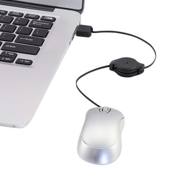 1600 DPI 3D преносима мини мишка с разтеглива жица Cute Mause Резервни мишки за лаптоп Служебно пътуване Офис Малки ръчни деца