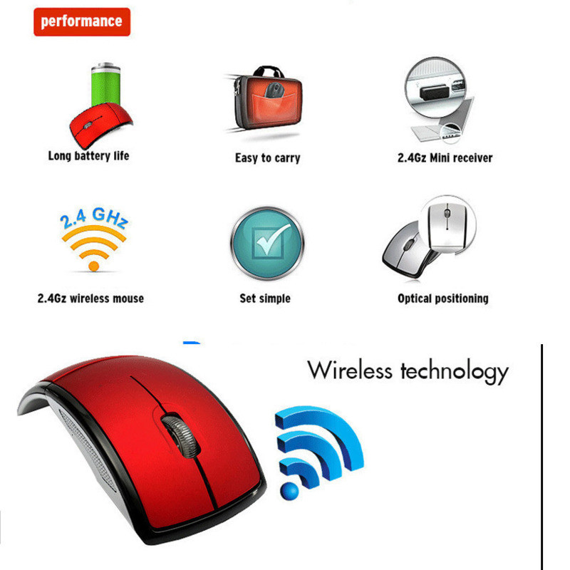 Preklopni bežični miš 2.4G optički miš USB prijemnik super tanki računalni miš za prijenosno računalo stolno računalo ured yw#