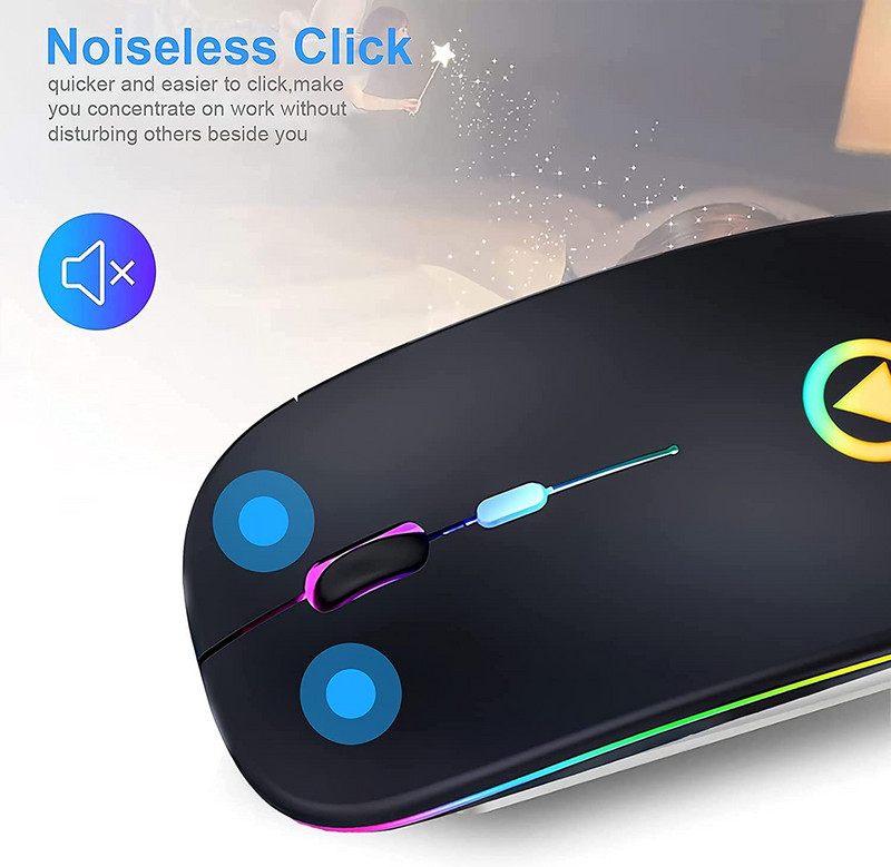 Mouse fără fir pentru Laptop Reîncărcat pentru Macbook Pro Air Mac iPad Gamer Computer RGB LED Dual Mode USB 2.4Ghz + Bluetooth 5.1