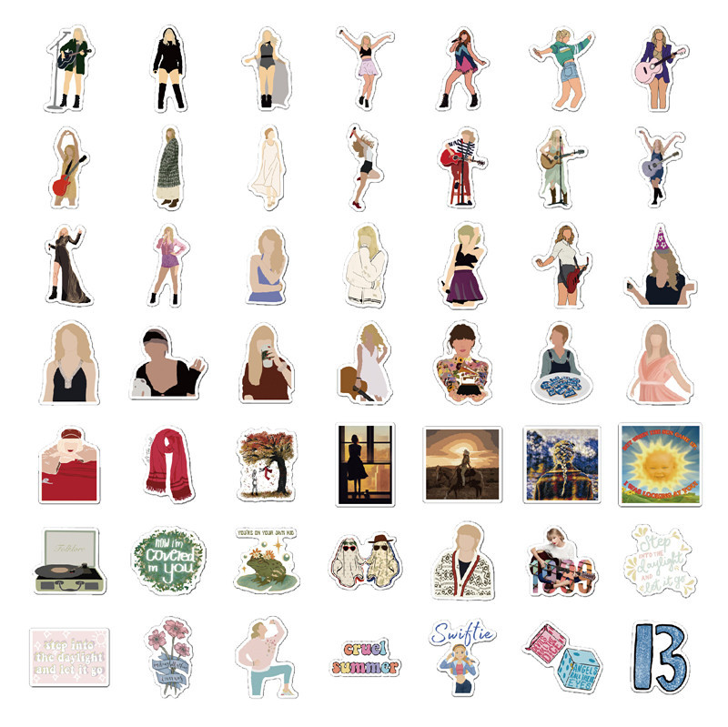 Swift Taylor uzlīmes no 100 vinila Swift sieviešu popdziedātājas klēpjdatora uzlīmes klēpjdatoriem datoriem, hidrokolbām, tālruņa ceļojumu futrāļiem