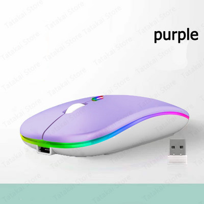 Mouse fără fir cu iluminare din spate Mouse reîncărcabil RGB compatibil Bluetooth pentru iPad 10 Android IOS Tablet PC Windows Laptop Raton