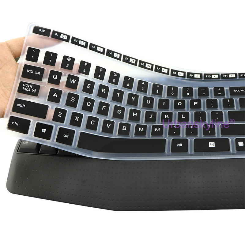 MK345 Husă pentru tastatură pentru Logitech K345 MK345 pentru Logi Carcasă de protecție din silicon Negru Transparent Roz
