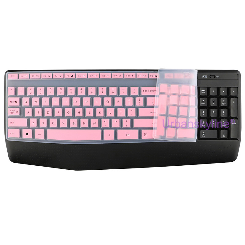MK345 Husă pentru tastatură pentru Logitech K345 MK345 pentru Logi Carcasă de protecție din silicon Negru Transparent Roz
